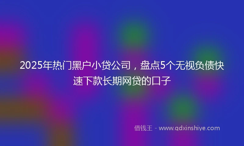 2025年热门黑户小贷公司，盘点5个无视负债快速下款长期网贷的口子