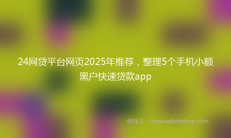 24网贷平台网页2025年推荐，整理5个手机小额黑户快速贷款app