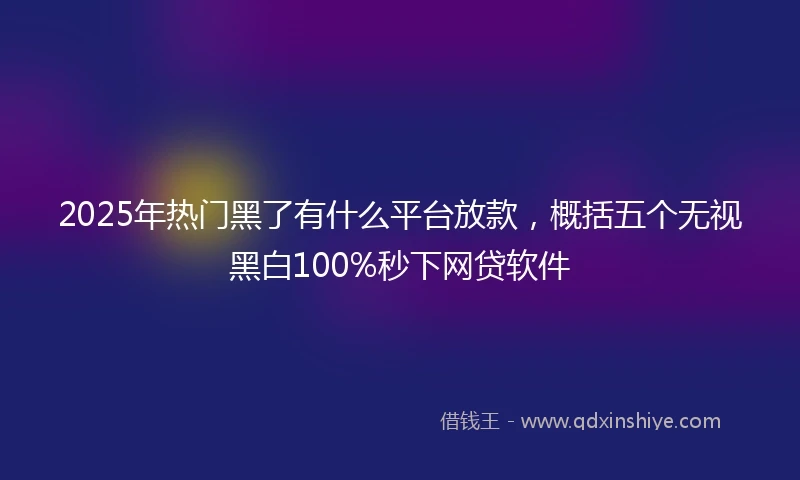 2025年热门黑了有什么平台放款，概括五个无视黑白100%秒下网贷软件