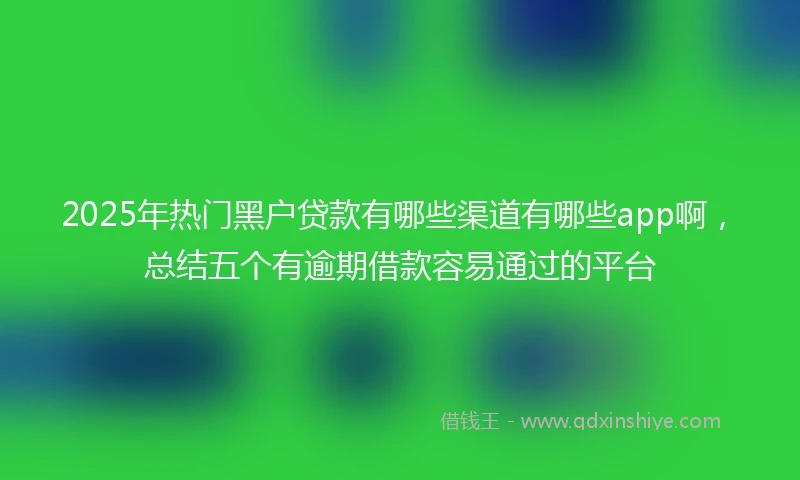 2025年热门黑户贷款有哪些渠道有哪些app啊，总结五个有逾期借款容易通过的平台