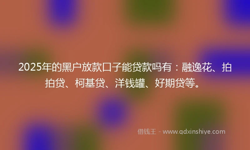 2025年的黑户放款口子能贷款吗有：融逸花、拍拍贷、柯基贷、洋钱罐、好期贷等。