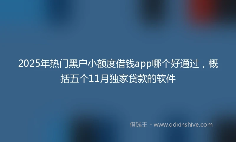 2025年热门黑户小额度借钱app哪个好通过，概括五个11月独家贷款的软件