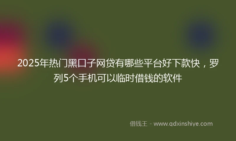 2025年热门黑口子网贷有哪些平台好下款快，罗列5个手机可以临时借钱的软件