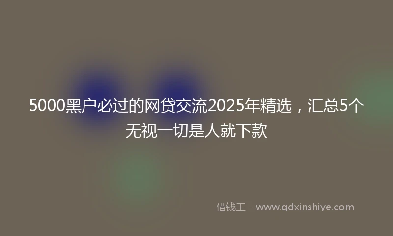 5000黑户必过的网贷交流2025年精选，汇总5个无视一切是人就下款