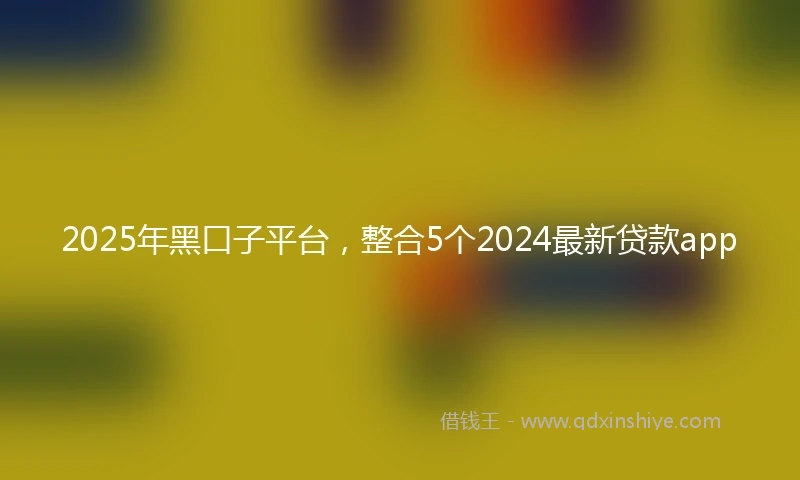 2025年黑口子平台，整合5个2024最新贷款app