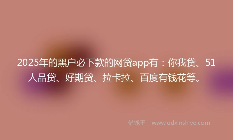 2025年的黑户必下款的网贷app有：你我贷、51人品贷、好期贷、拉卡拉、百度有钱花等。