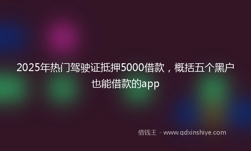 2025年热门驾驶证抵押5000借款，概括五个黑户也能借款的app