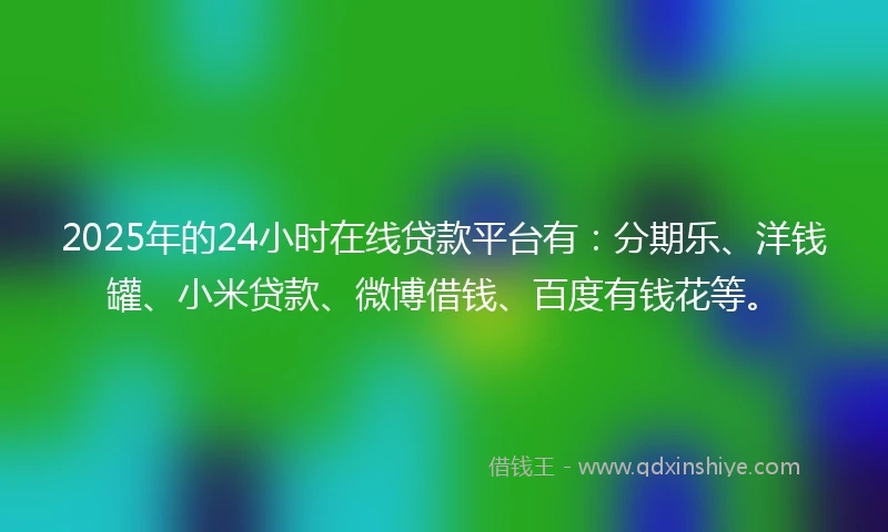 2025年的24小时在线贷款平台有：分期乐、洋钱罐、小米贷款、微博借钱、百度有钱花等。