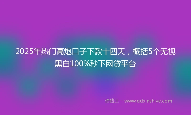2025年热门高炮口子下款十四天，概括5个无视黑白100%秒下网贷平台