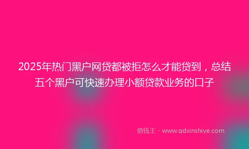 2025年热门黑户网贷都被拒怎么才能贷到，总结五个黑户可快速办理小额贷款业务的口子