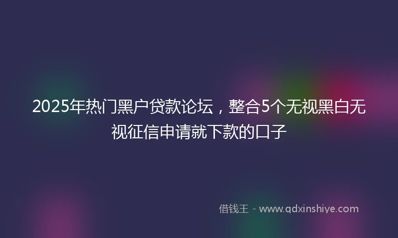 2025年热门黑户贷款论坛，整合5个无视黑白无视征信申请就下款的口子
