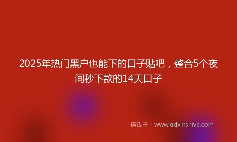 2025年热门黑户也能下的口子贴吧，整合5个夜间秒下款的14天口子