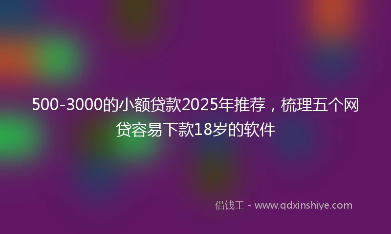 500-3000的小额贷款2025年推荐，梳理五个网贷容易下款18岁的软件