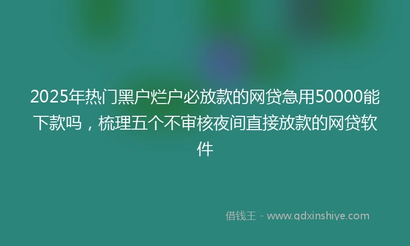 2025年热门黑户烂户必放款的网贷急用50000能下款吗，梳理五个不审核夜间直接放款的网贷软件