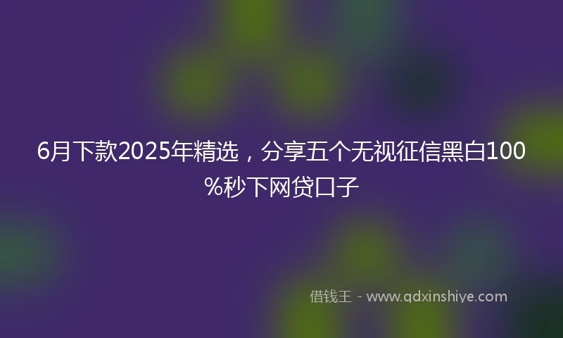 6月下款2025年精选，分享五个无视征信黑白100%秒下网贷口子
