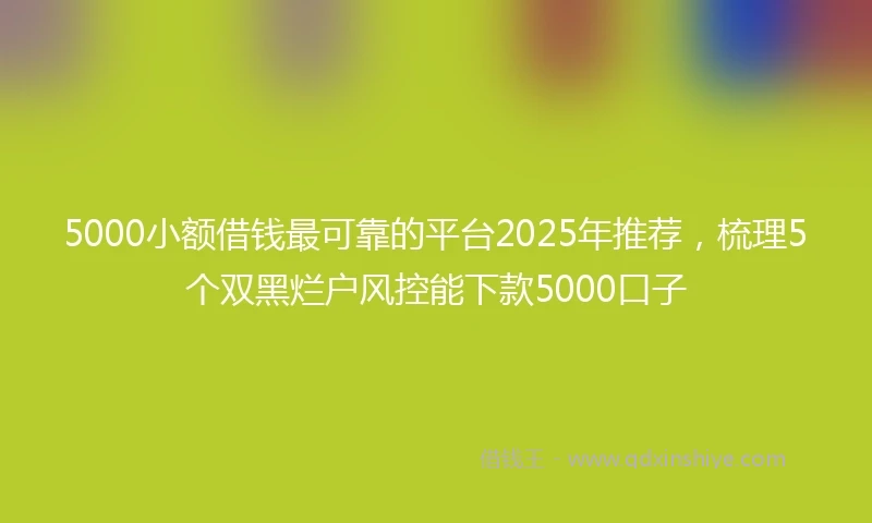 5000小额借钱最可靠的平台2025年推荐，梳理5个双黑烂户风控能下款5000口子