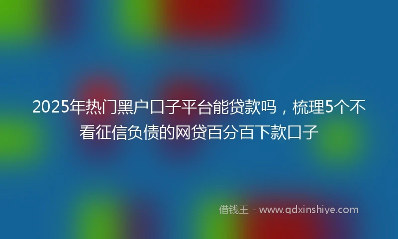 2025年热门黑户口子平台能贷款吗，梳理5个不看征信负债的网贷百分百下款口子