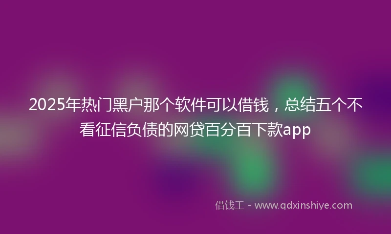 2025年热门黑户那个软件可以借钱，总结五个不看征信负债的网贷百分百下款app