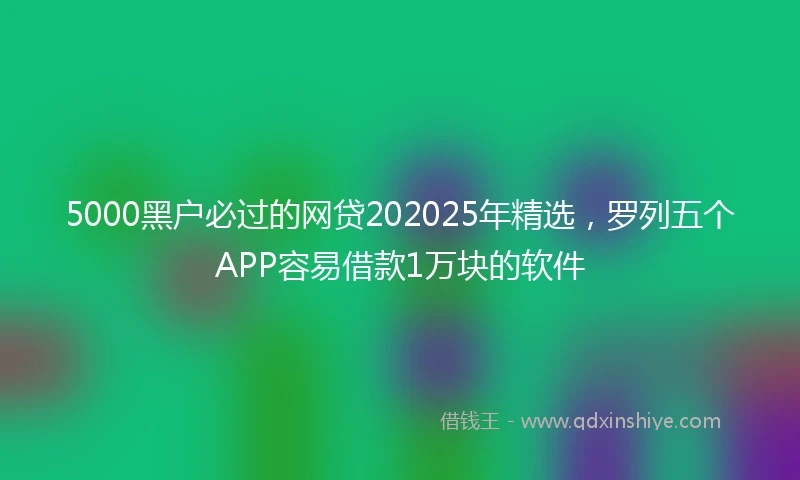 5000黑户必过的网贷202025年精选，罗列五个APP容易借款1万块的软件