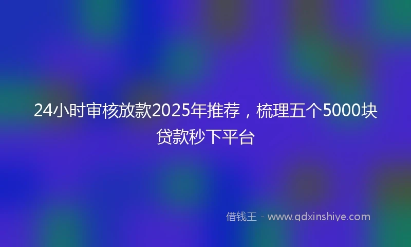 24小时审核放款2025年推荐，梳理五个5000块贷款秒下平台