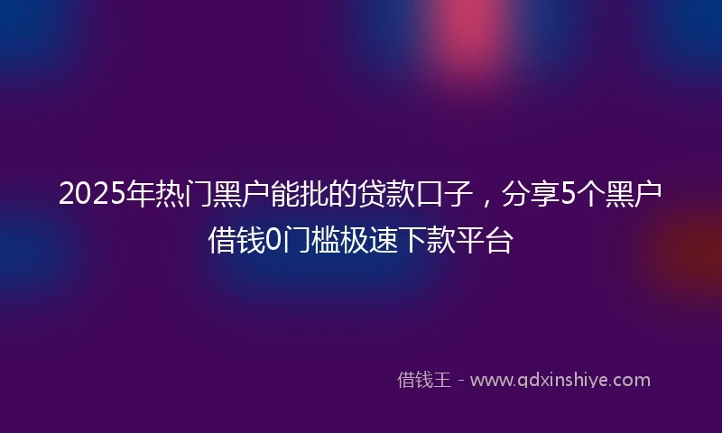 2025年热门黑户能批的贷款口子，分享5个黑户借钱0门槛极速下款平台