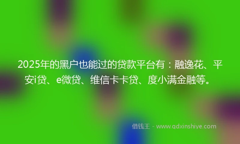 2025年的黑户也能过的贷款平台有：融逸花、平安i贷、e微贷、维信卡卡贷、度小满金融等。