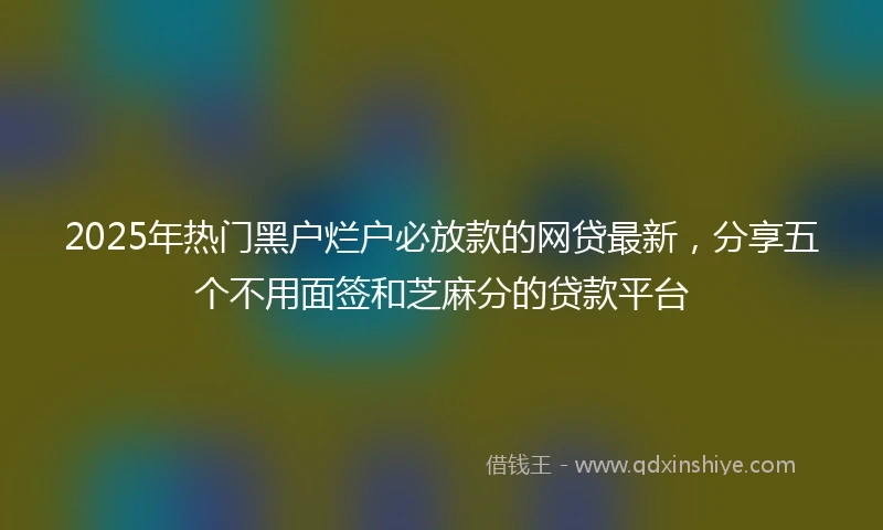 2025年热门黑户烂户必放款的网贷最新，分享五个不用面签和芝麻分的贷款平台
