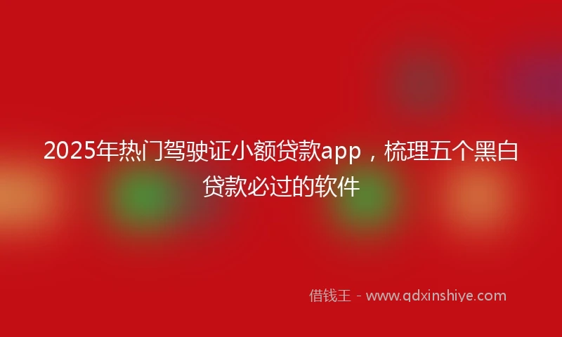2025年热门驾驶证小额贷款app，梳理五个黑白贷款必过的软件
