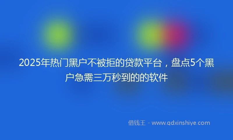 2025年热门黑户不被拒的贷款平台，盘点5个黑户急需三万秒到的的软件