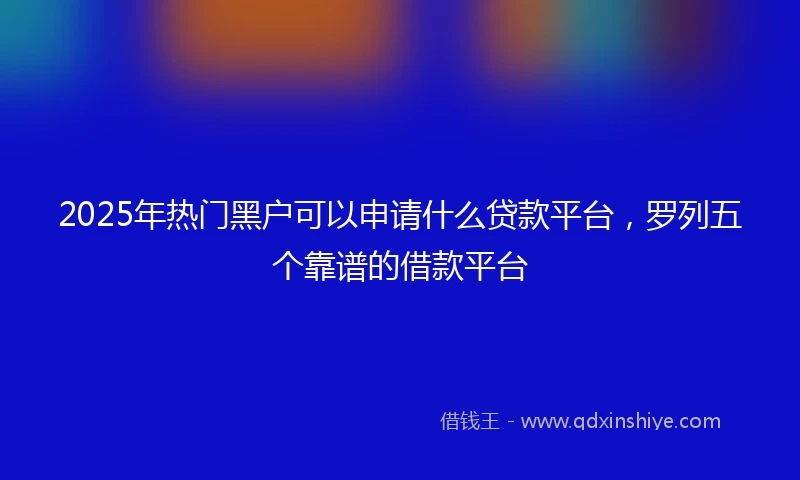 2025年热门黑户可以申请什么贷款平台，罗列五个靠谱的借款平台