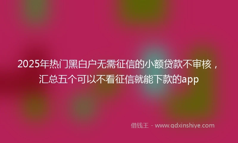 2025年热门黑白户无需征信的小额贷款不审核，汇总五个可以不看征信就能下款的app