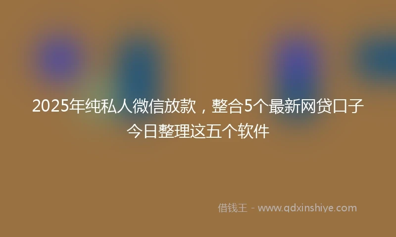 2025年纯私人微信放款，整合5个最新网贷口子今日整理这五个软件