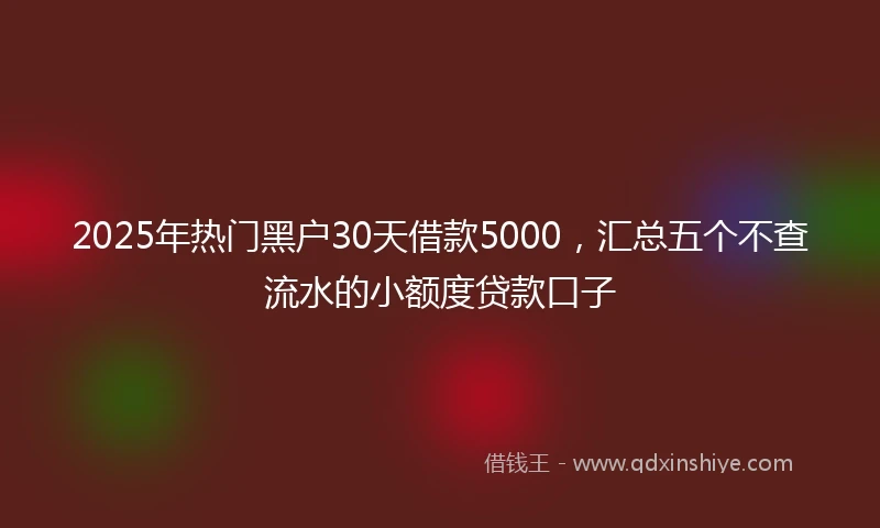 2025年热门黑户30天借款5000，汇总五个不查流水的小额度贷款口子