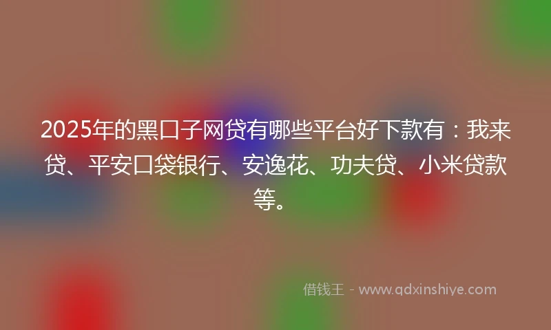 2025年的黑口子网贷有哪些平台好下款有：我来贷、平安口袋银行、安逸花、功夫贷、小米贷款等。