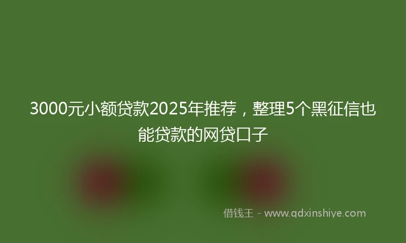 3000元小额贷款2025年推荐，整理5个黑征信也能贷款的网贷口子