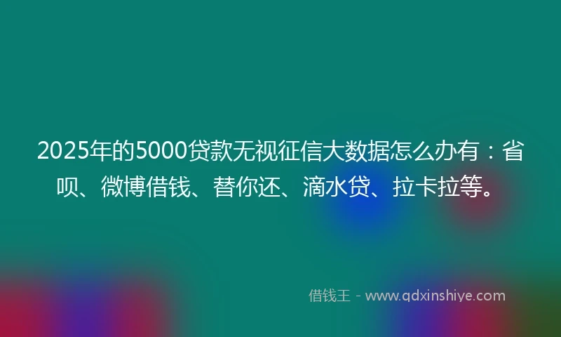 2025年的5000贷款无视征信大数据怎么办有：省呗、微博借钱、替你还、滴水贷、拉卡拉等。