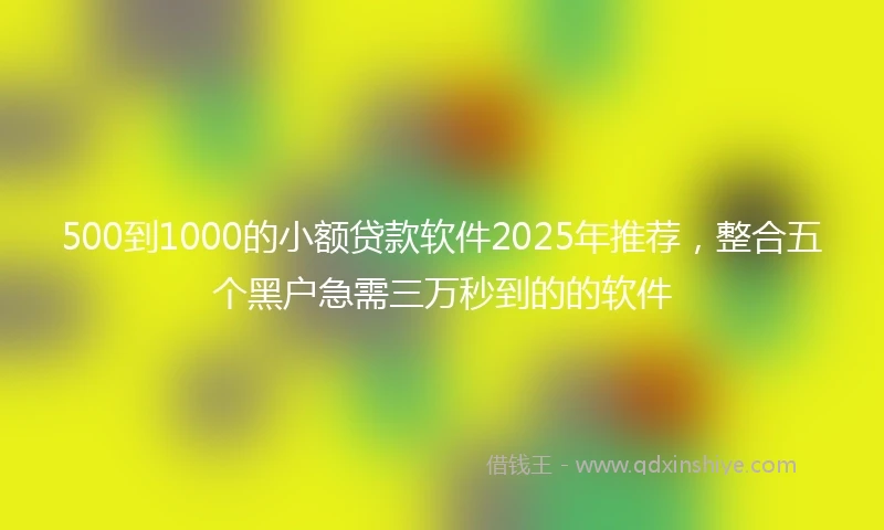 500到1000的小额贷款软件2025年推荐，整合五个黑户急需三万秒到的的软件