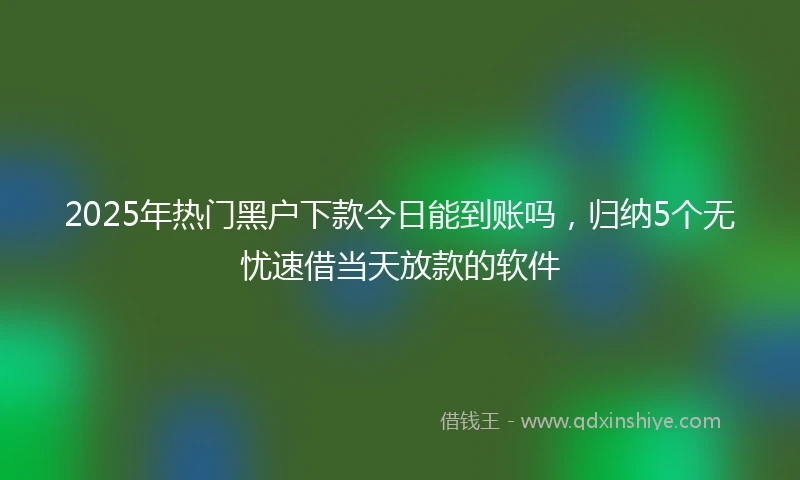 2025年热门黑户下款今日能到账吗，归纳5个无忧速借当天放款的软件