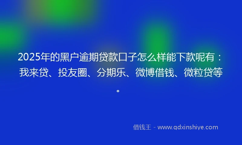 2025年的黑户逾期贷款口子怎么样能下款呢有：我来贷、投友圈、分期乐、微博借钱、微粒贷等。