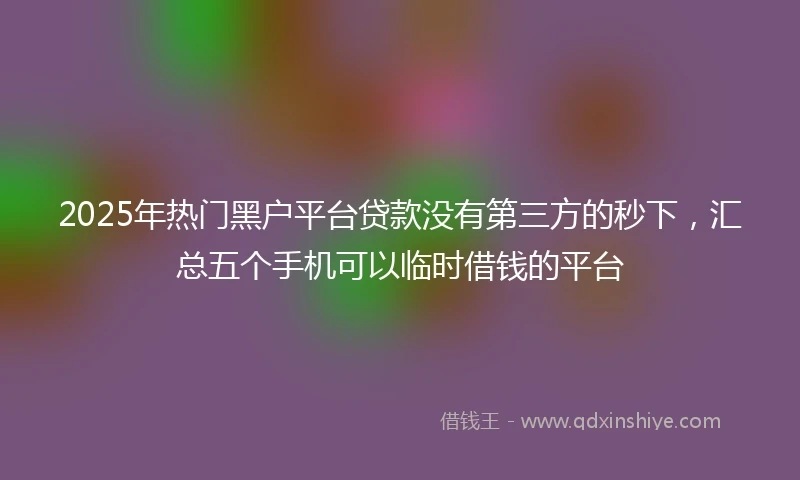 2025年热门黑户平台贷款没有第三方的秒下，汇总五个手机可以临时借钱的平台