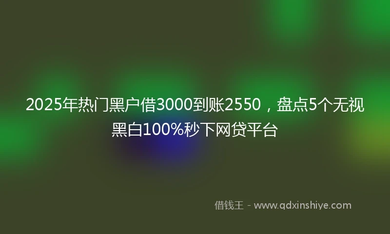 2025年热门黑户借3000到账2550，盘点5个无视黑白100%秒下网贷平台
