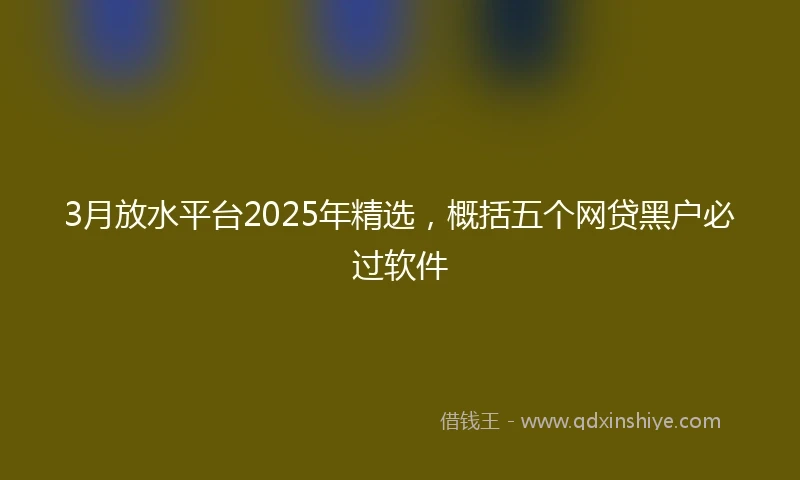 3月放水平台2025年精选，概括五个网贷黑户必过软件