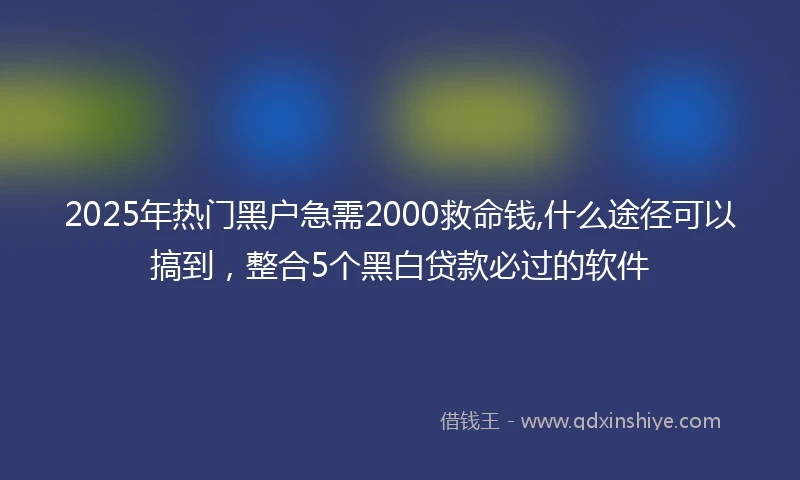 2025年热门黑户急需2000救命钱,什么途径可以搞到，整合5个黑白贷款必过的软件