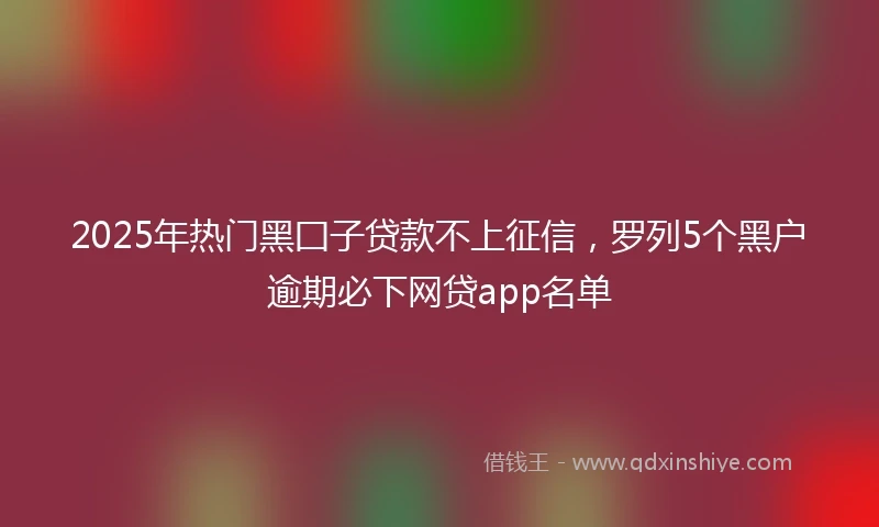 2025年热门黑囗子贷款不上征信，罗列5个黑户逾期必下网贷app名单