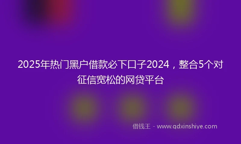 2025年热门黑户借款必下口子2024，整合5个对征信宽松的网贷平台