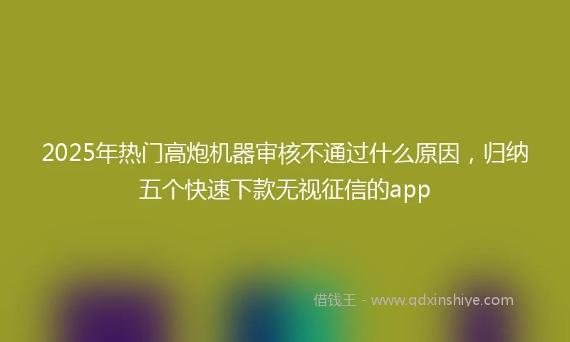 2025年热门高炮机器审核不通过什么原因，归纳五个快速下款无视征信的app
