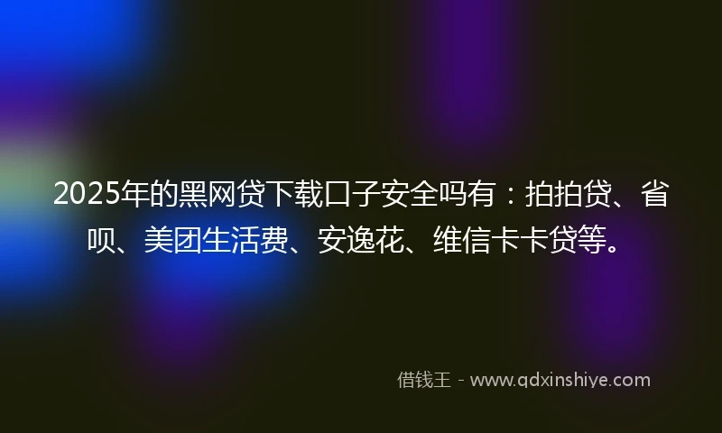2025年的黑网贷下载口子安全吗有：拍拍贷、省呗、美团生活费、安逸花、维信卡卡贷等。