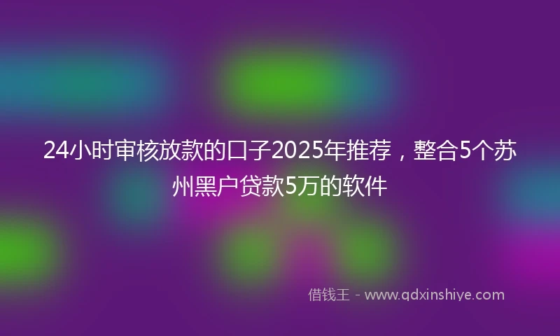 24小时审核放款的口子2025年推荐，整合5个苏州黑户贷款5万的软件