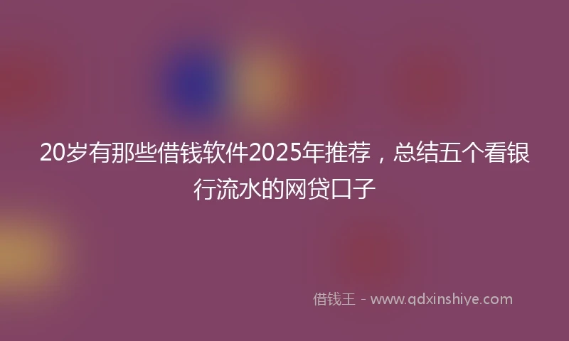 20岁有那些借钱软件2025年推荐，总结五个看银行流水的网贷口子