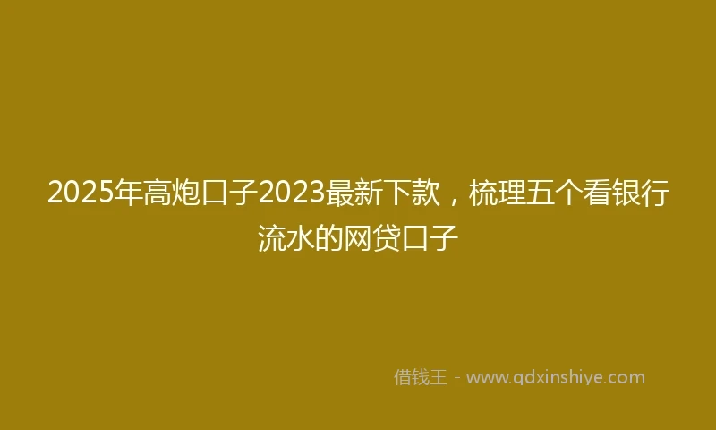 2025年高炮口子2023最新下款，梳理五个看银行流水的网贷口子